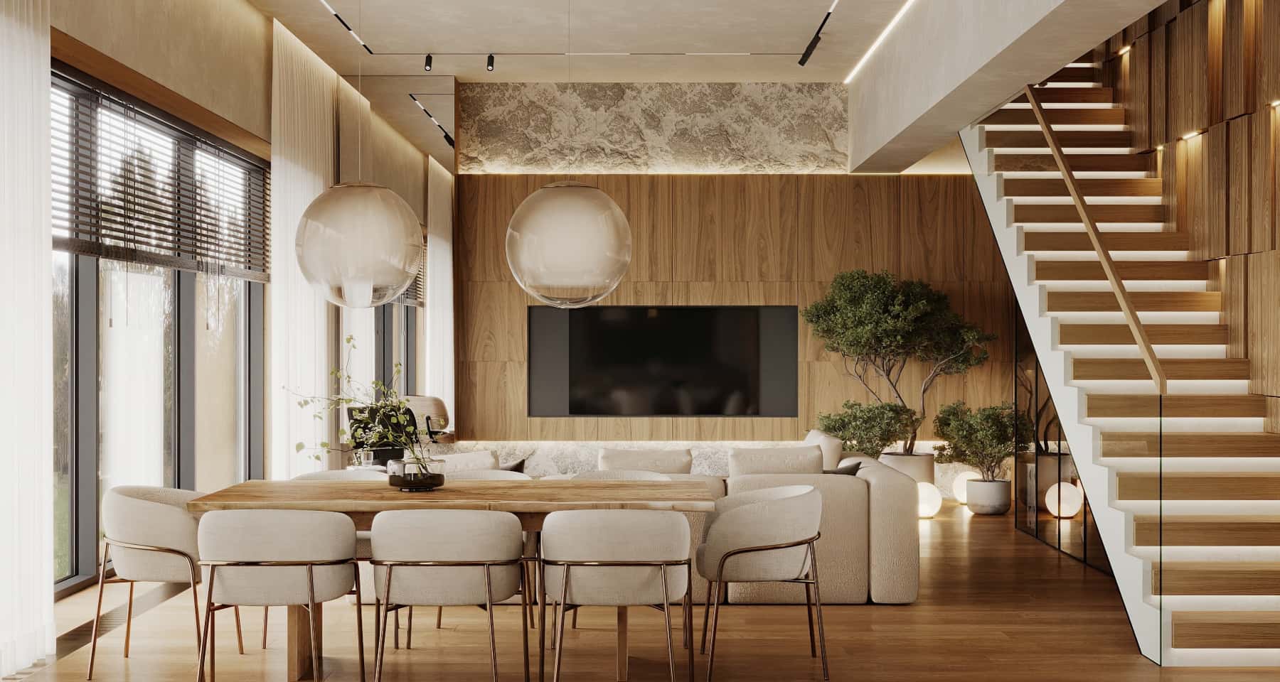 Дизайн котеджу з панорамними вікнами 2026 та видом на гори, дерев'яні акценти