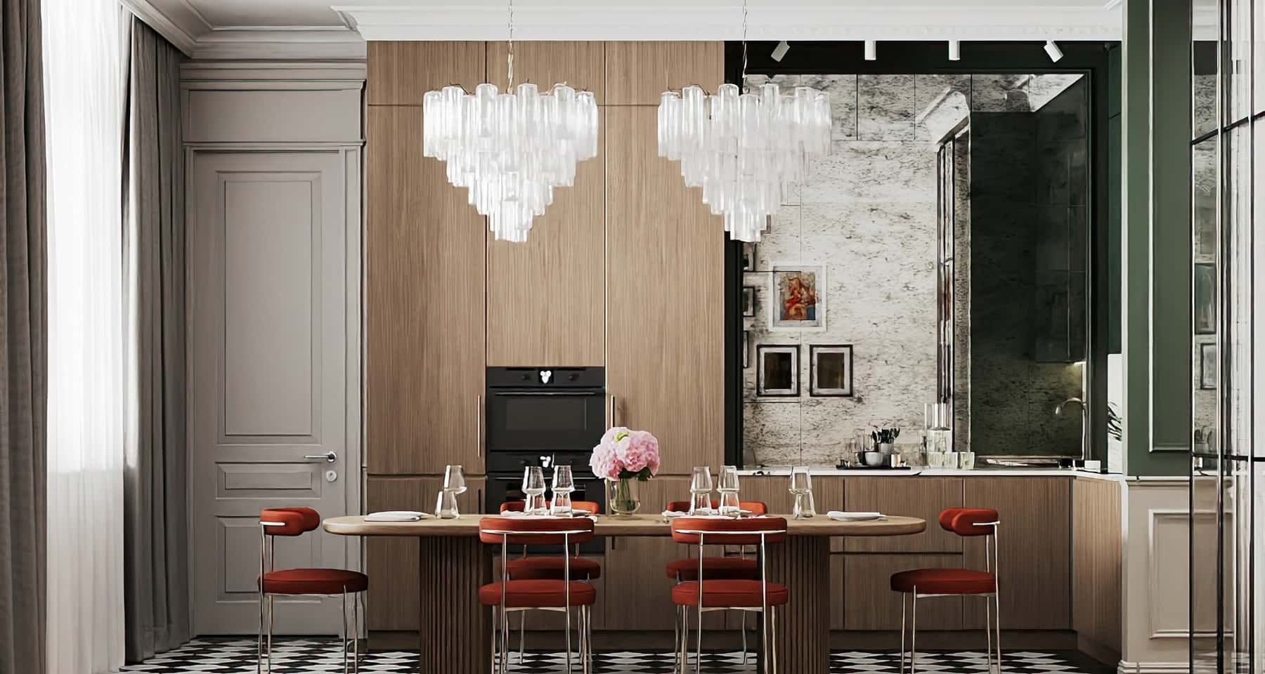 Неокласичний дизайн кабінету 2025: поєднання дерева та металу, елегантність.