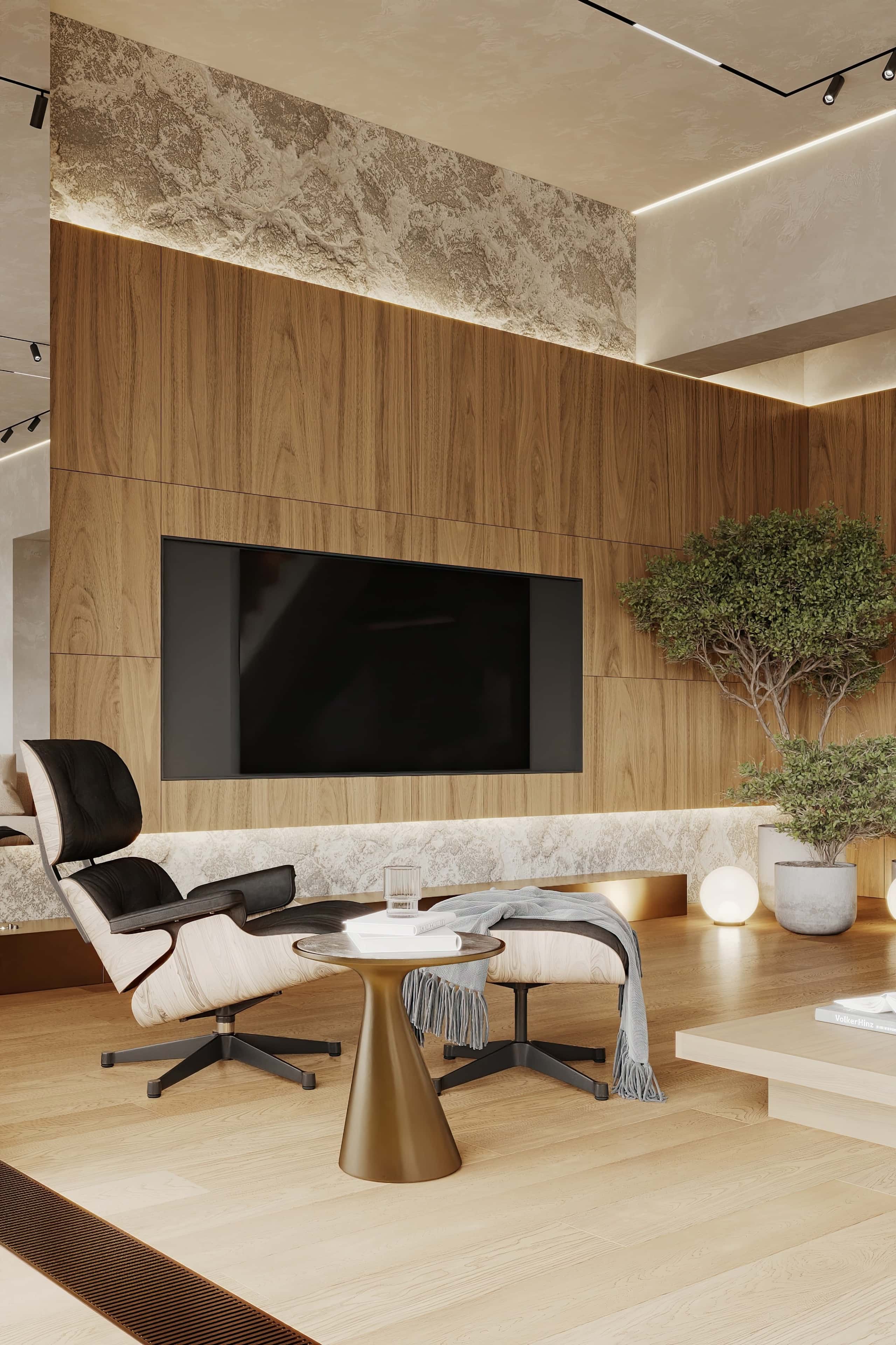 Світла вітальня в еко-стилі 2026: великі вікна та екологічні меблі.