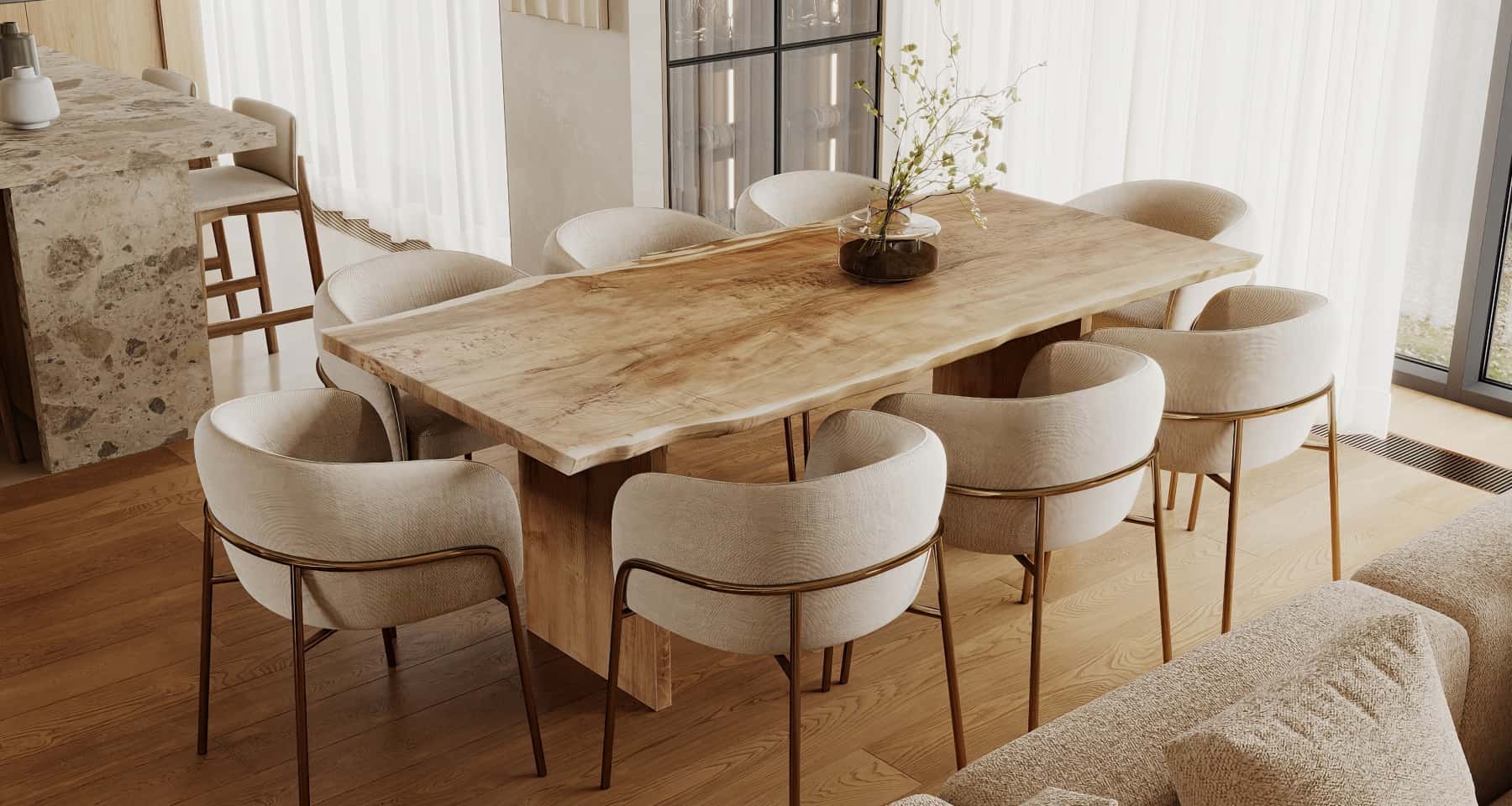 Сучасний дизайн інтер'єру з акцентом на мінімалізмі, функціональності та преміум якості матеріалів.