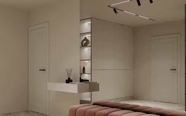 Сучасний дизайн інтер'єру заміського будинку: елегантна спальня з натуральними акцентами.