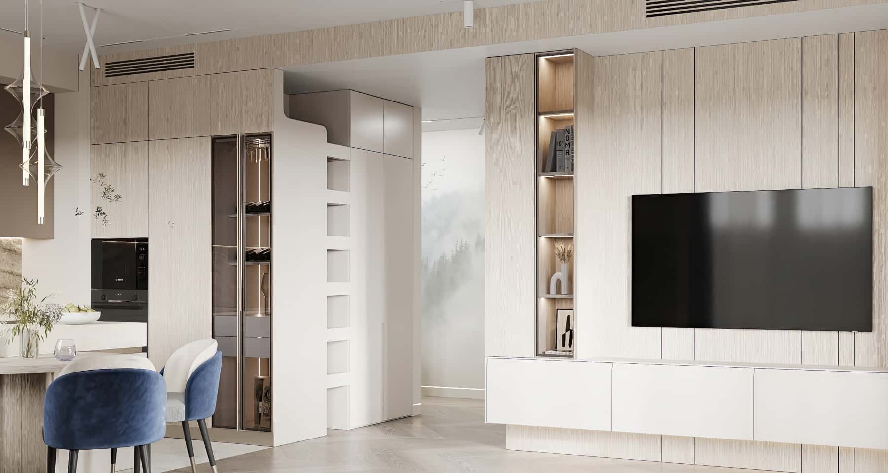 Світла кухня-вітальня Кухня-вітальня в світлих тонах 2026: сучасний дизайн інтер'єру квартири