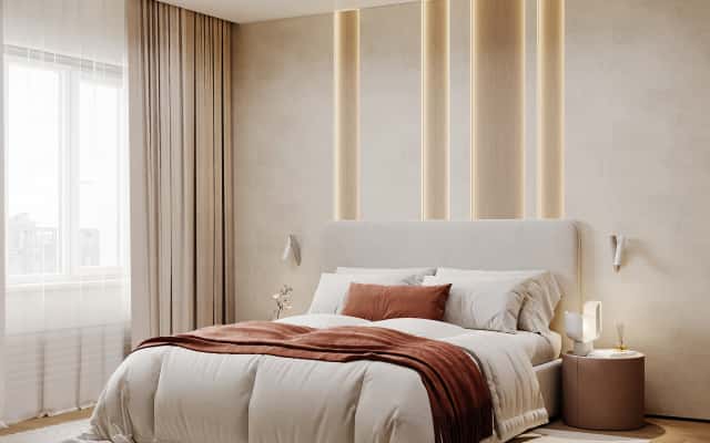 Оформлення вітальні в трикімнатній квартирі: великий кутовий диван та телевізор.