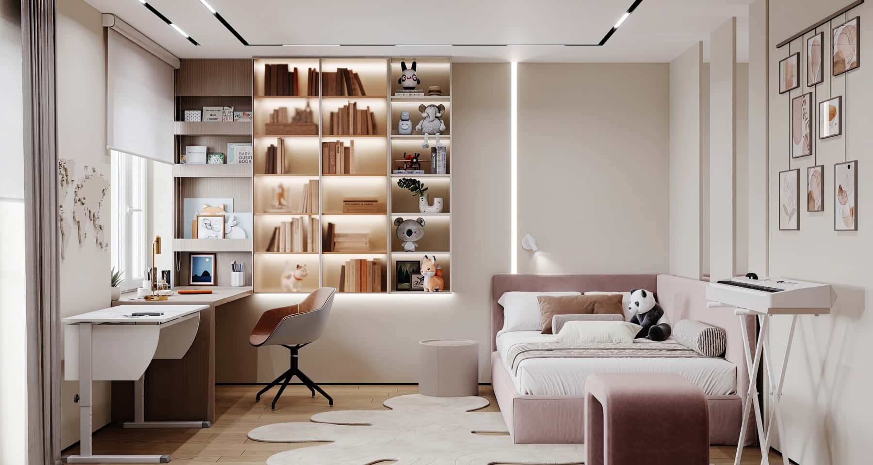 Стильний дизайн трикімнатної квартири з яскравими акцентами та незвичайними декоративними елементами.