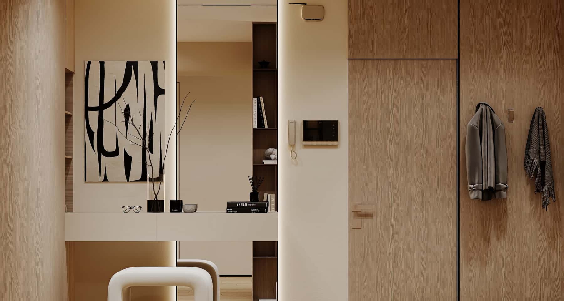 Елегантний дизайн трикімнатної квартири з сучасними меблями та стильними аксесуарами.