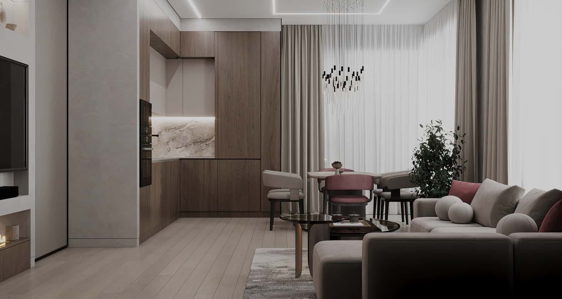 Сучасний дизайн трикімнатної квартири з елементами мінімалізму та екологічними матеріалами.