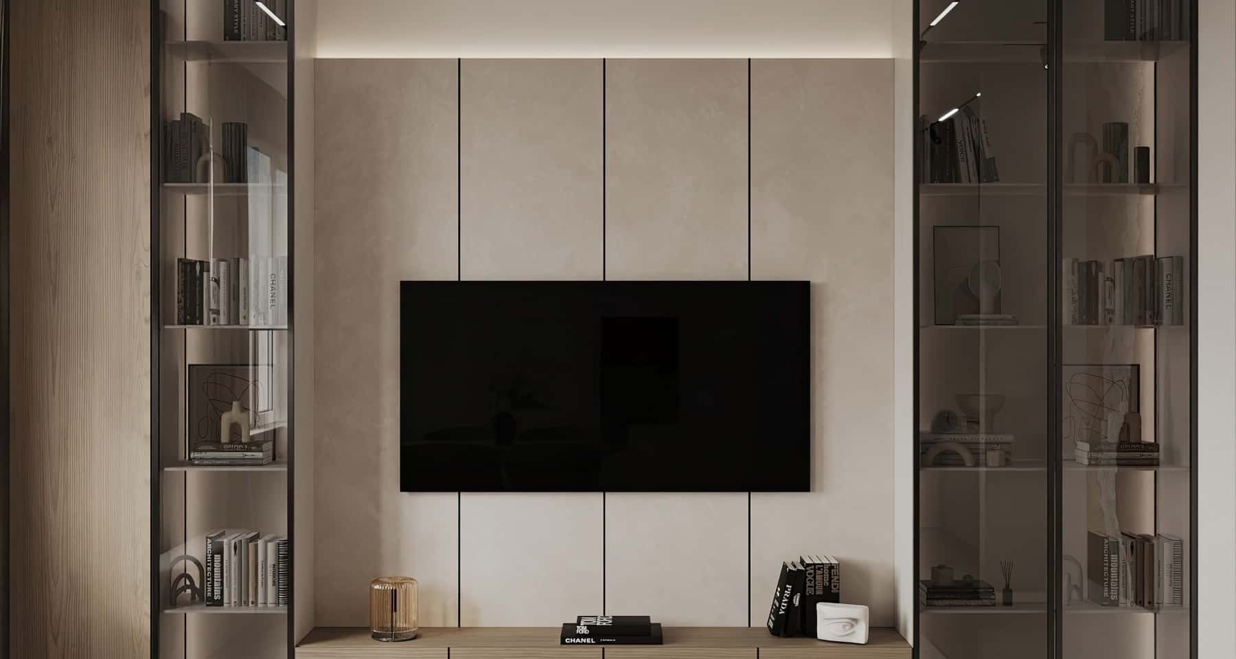 Сучасний дизайн інтер'єру трикімнатної квартири з дзеркалами для збільшення простору.