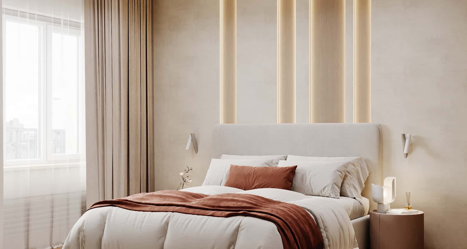 Мінімалістичний дизайн трикімнатної квартири з акцентом на чисті лінії та функціональність простору.