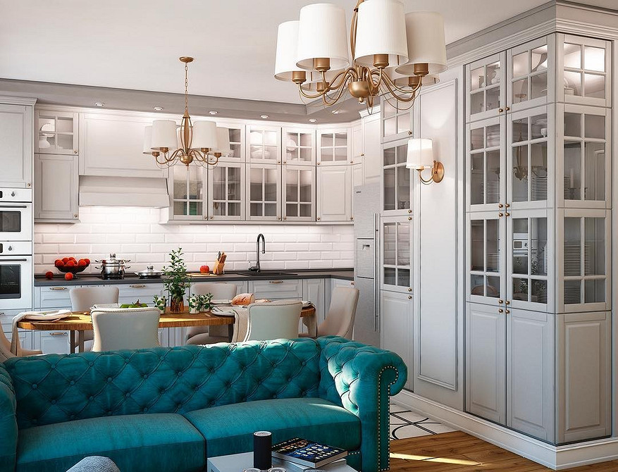 Смарагдовий диван Смарагдовий диван в елегантному інтер'єрі, ідеальний для створення затишку.