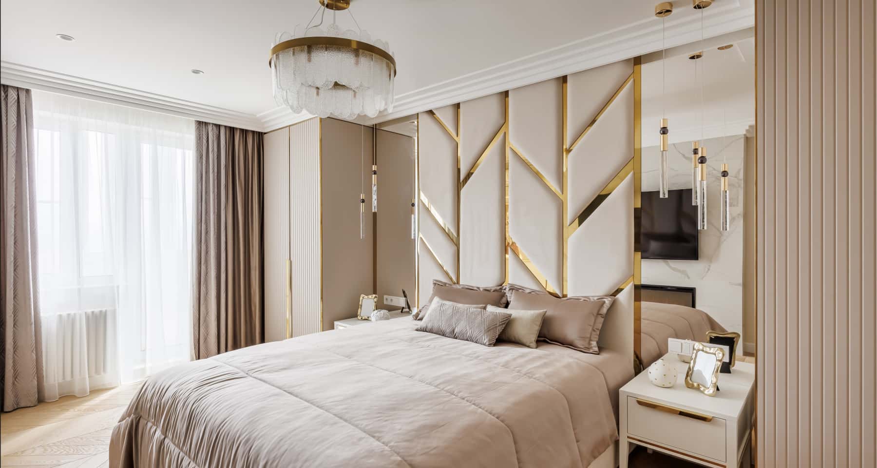 Елегантний елітний ремонт квартири: світлі тони, акцентне освітлення та стильні аксесуари.