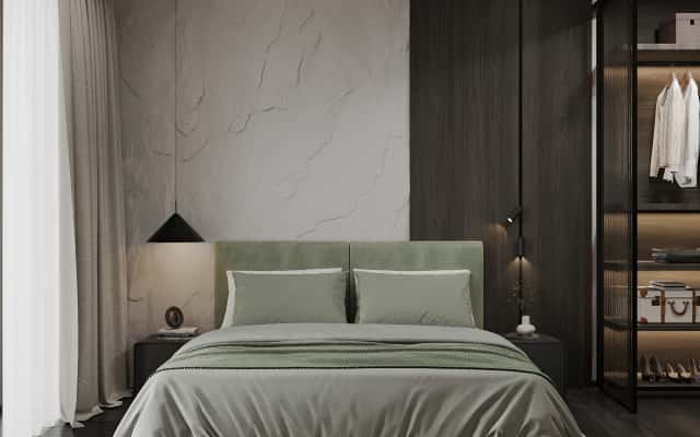 Планування квартири з елітним ремонтом: вітальня, поєднана з кухнею в сучасному стилі.