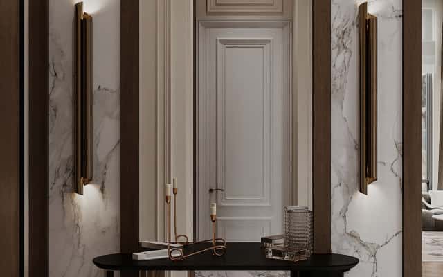 Розкішна ванна кімната з мозаїкою в стилі арт-деко при елітному ремонті