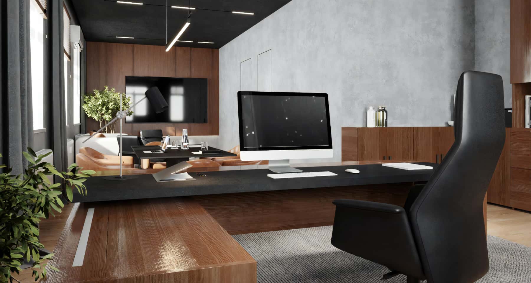 Вид на місто Сучасний офіс з панорамними вікнами та видом на місто у 2026.