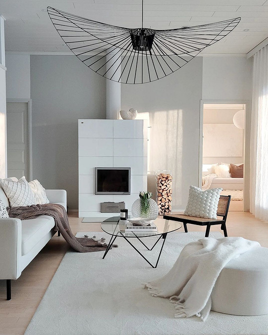 Сучасний дизайн вітальні: вдале поєднання кольору дивана та стін