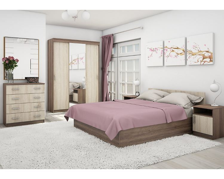 Сучасна спальня з кутовою шафою-купе з підсвіткою: стильний та комфортний дизайн.