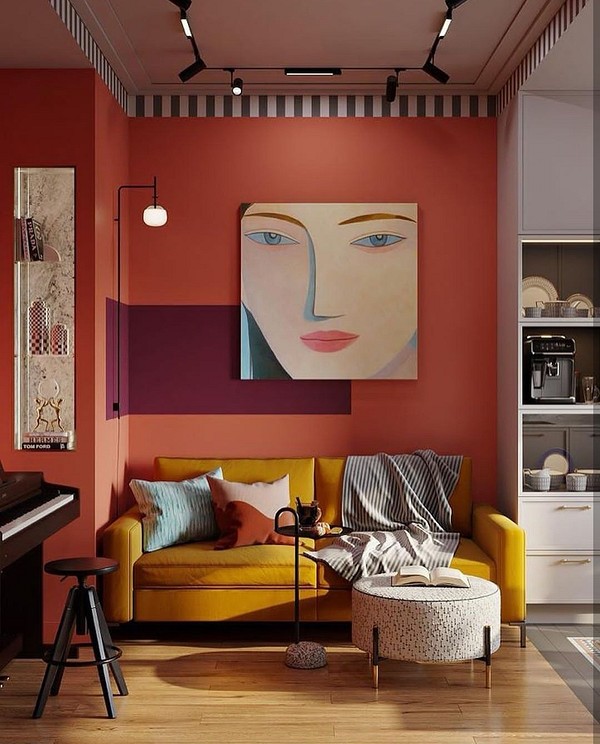 Елегантний диван на дерев'яних ніжках для маленької квартири з легким прибиранням.