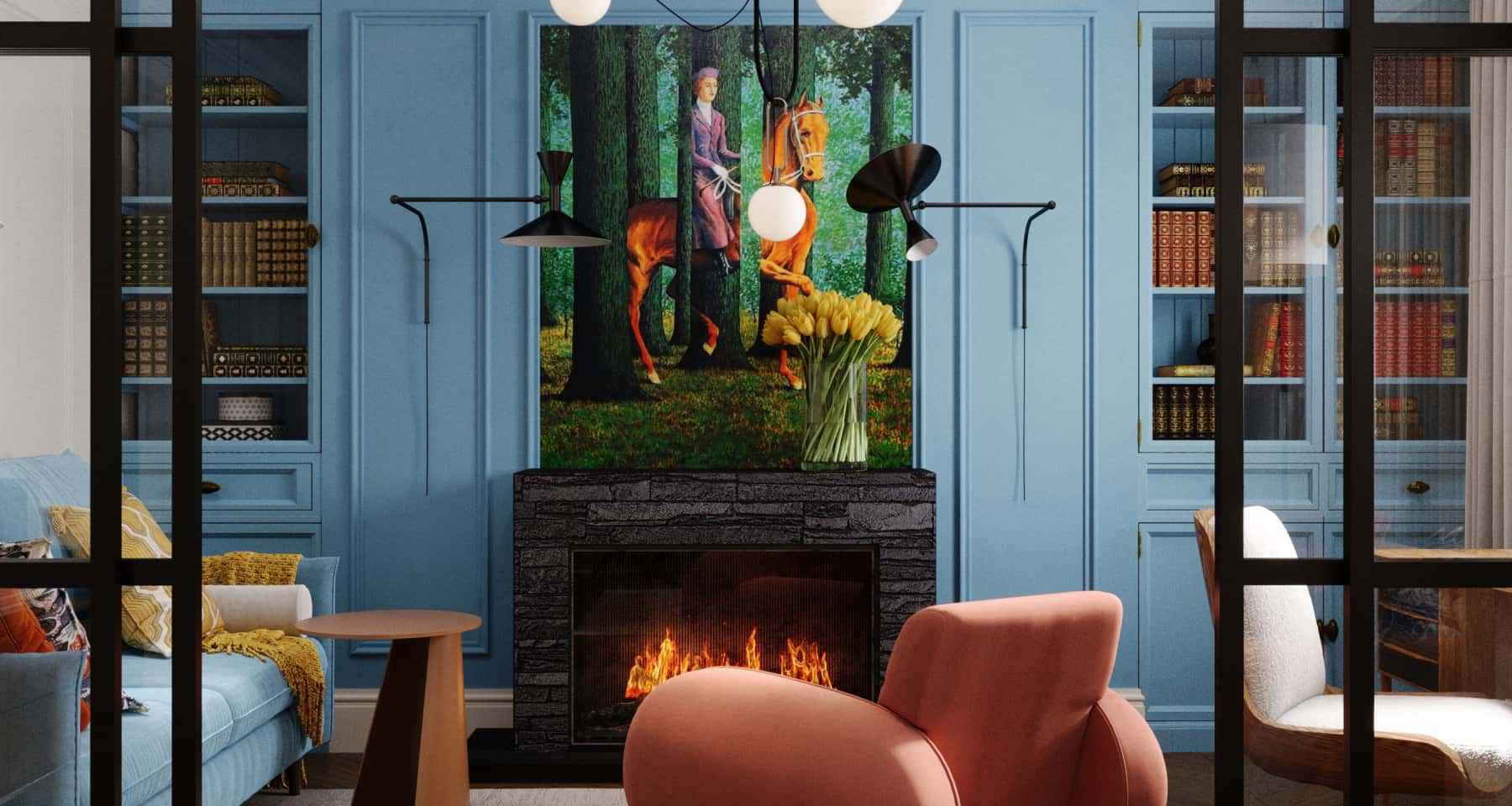 Гармонійне поєднання кольорів в інтер'єрі вітальні, створює затишну атмосферу в домі.