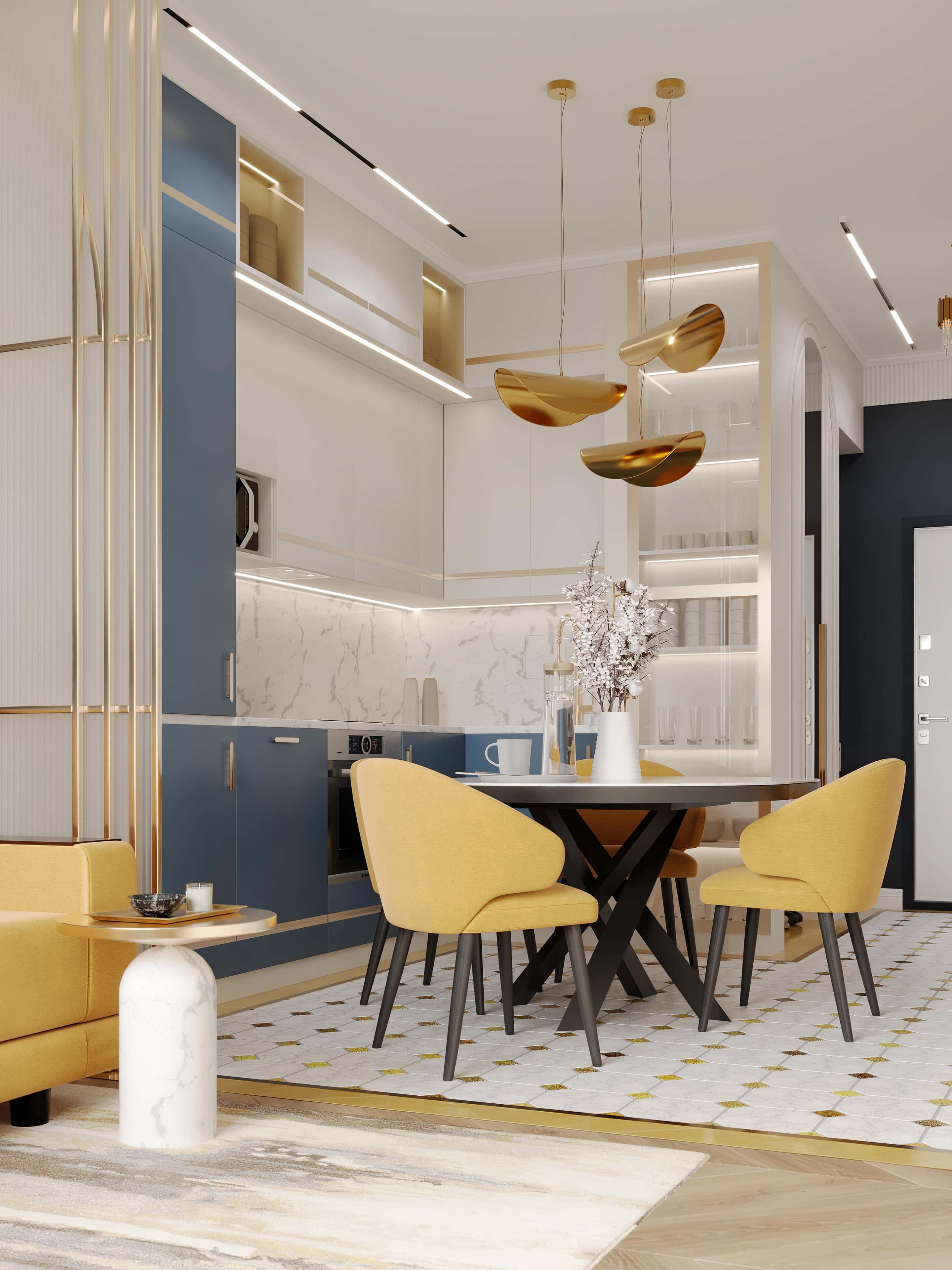 Кольорові тренди 2026: ванна кімната в сучасному стилі з використанням синього кольору.