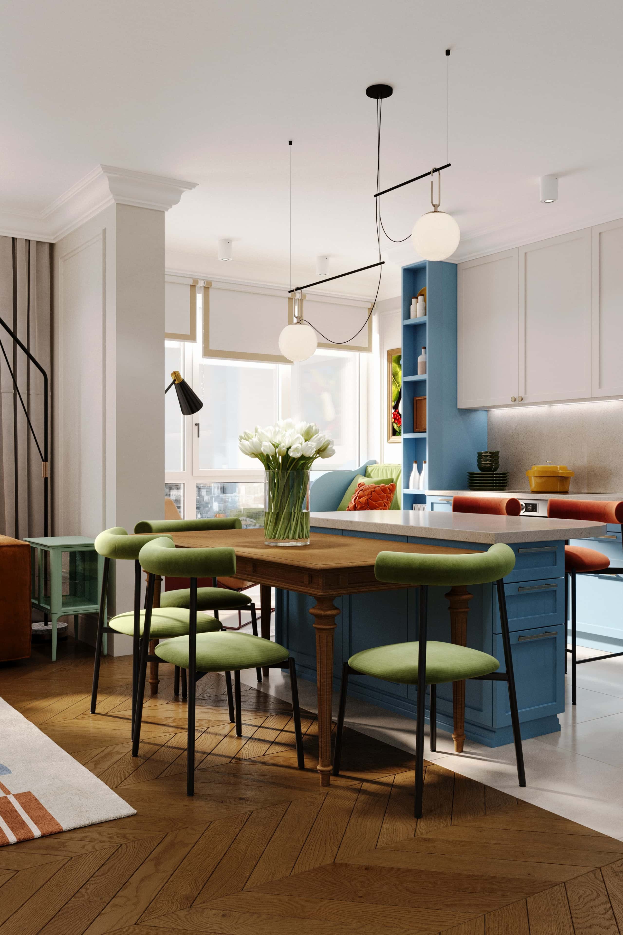 Поєднання кольорів в неокласичному стилі для створення елегантного інтер'єру.