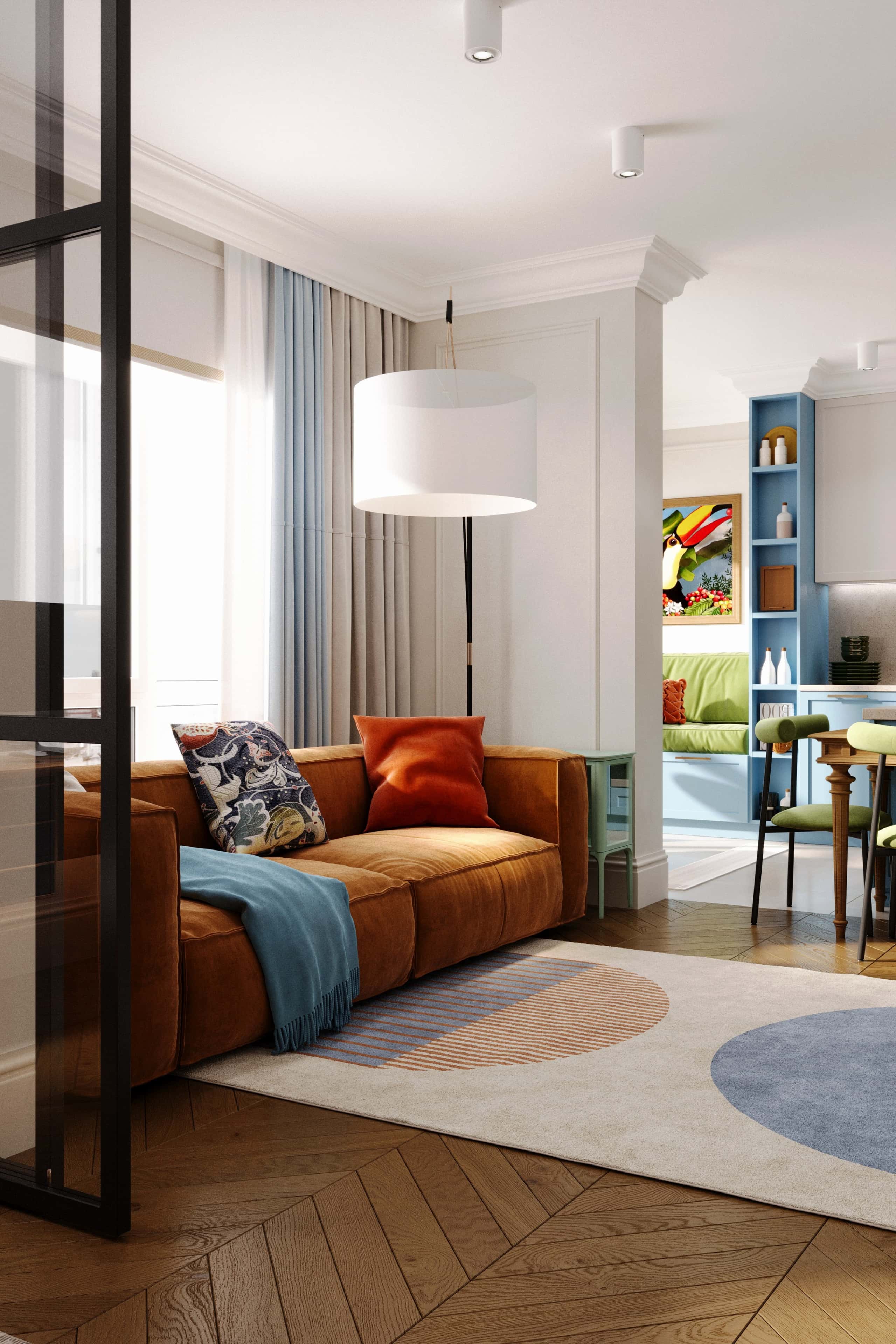 Вдале поєднання кольорів для інтер'єру маленької квартири 2026 року.