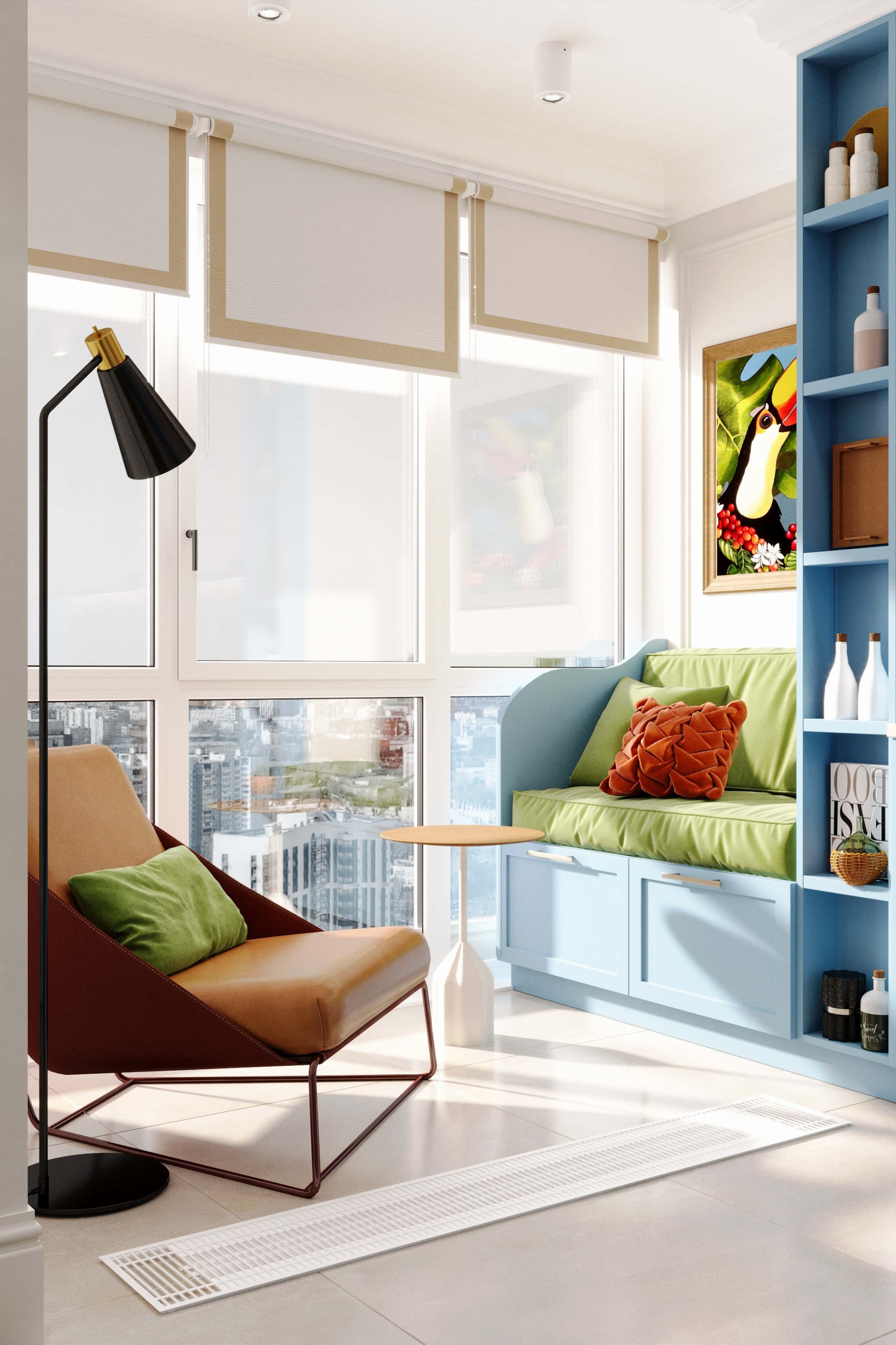 Приклад вдалого поєднання теплих та нейтральних кольорів в інтер'єрі спальні.