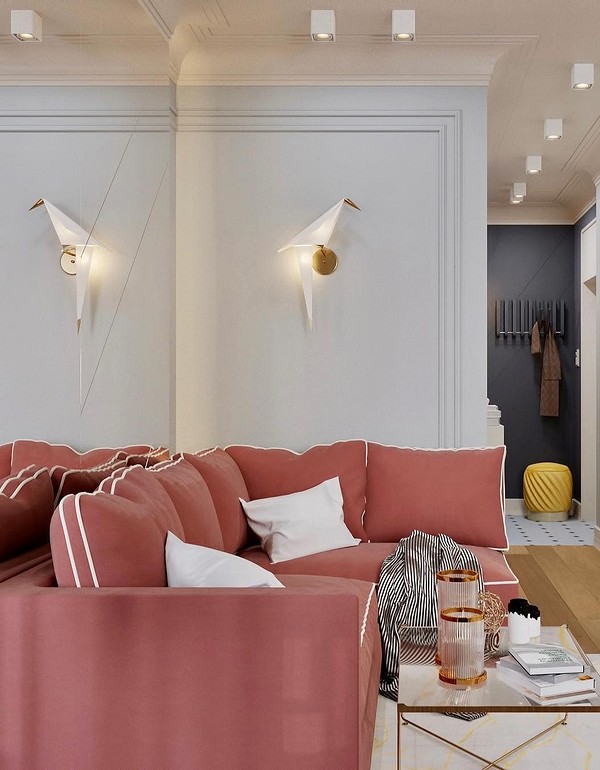 Вітальня з червоним диваном: стильний дизайн та поєднання кольорів в інтер'єрі.