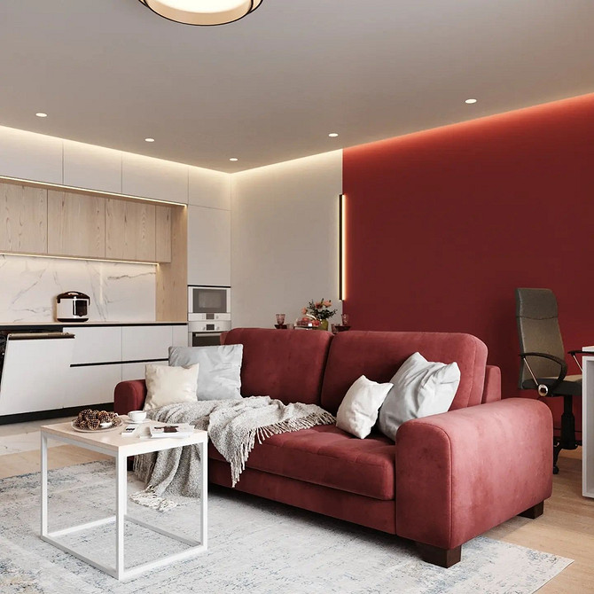 Червоний диван: вибір матеріалу та текстури для гармонійного інтер'єру.