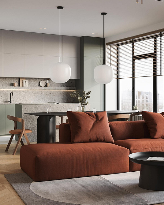 Червоний диван: стильний елемент декору у вашому інтер'єрі вітальні.