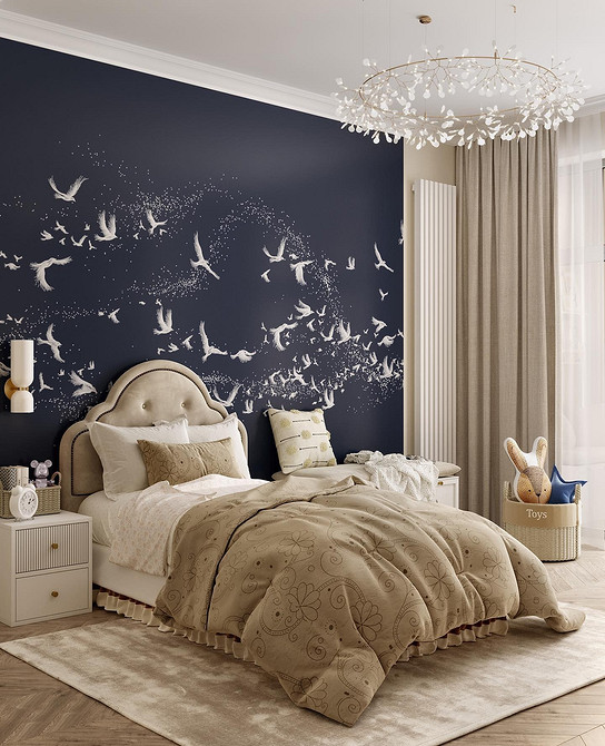 Ліжко для гостей з м'яким узголів'ям у світлій спальні, тренди 2026 року.