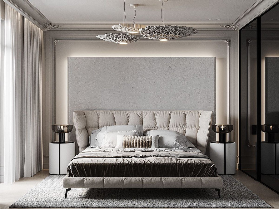 М'яка спинка ліжка з геометричним візерунком в дитячій кімнаті для стилю.