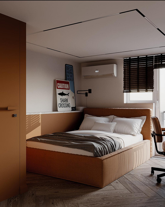 Ліжко з м'яким узголів'ям та нішами для зберігання: практичні рішення для спальні.