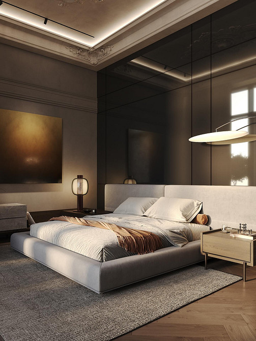 Розкішне м'яке ліжко з велюровою оббивкою: дизайн спальні 2026, неперевершений комфорт.