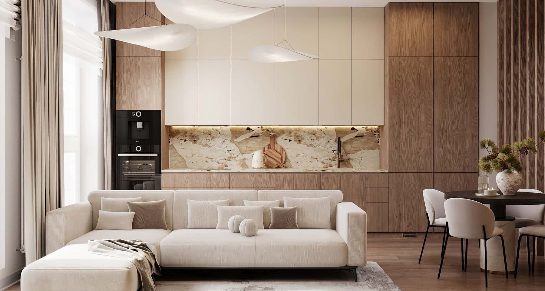 Сучасний заміський будинок з мінімалістичним інтер'єром: комфорт та елегантність в кожній деталі.