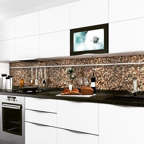 Ніша для телевізора з декоративною штукатуркою підкреслює телевізор в інтер'єрі вітальні.