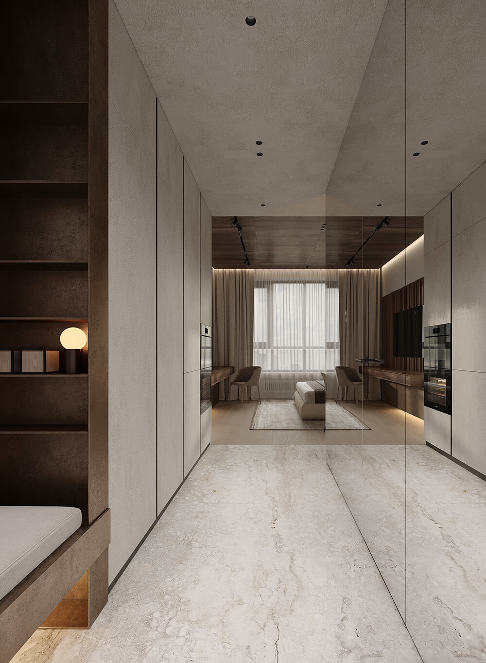 Сучасна квартира-студія Квартира-студія в Дубаї: сучасний дизайн, панорамні вікна та відкрите планування для комфорту