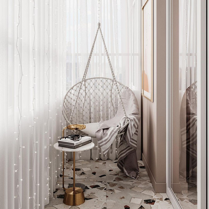 Підвісне крісло з видом на природу, ідеальне місце для релаксації та медитацій.