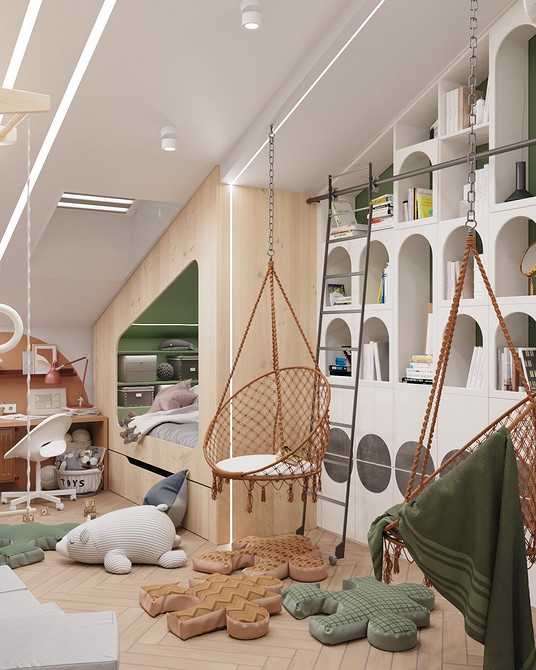 Читання у затишку Затишне підвісне крісло для читання біля вікна у світлій кімнаті, відпочинок з книгою.