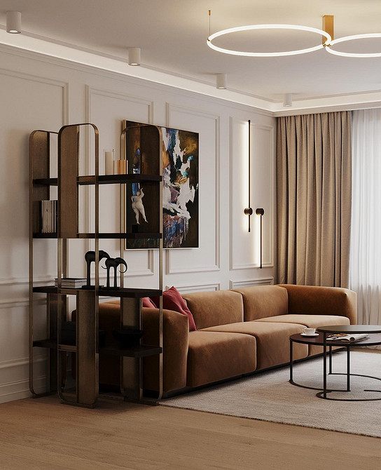 Велюровий тренд Трендовий ахроматичний диван з велюровою оббивкою, модний дизайн інтер'єру 2026 року.