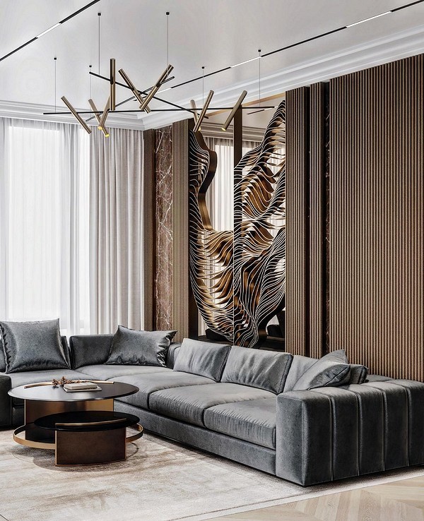 Кутовий диван в мінімалістичному стилі з темною оббивкою: тренд 2026