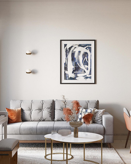 Елегантний інтер'єр з сірими меблями та акцентними подушками у 2026