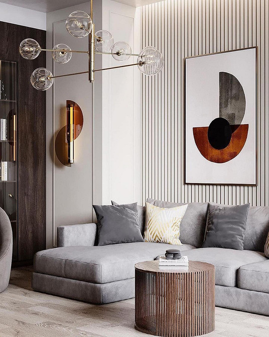 Універсальний дизайн: сіра м'яка частина в інтер'єрі вітальні 2026