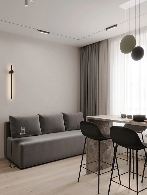 Простота сірого Простий сірий диван для маленької квартири в стилі мінімалізм 2026