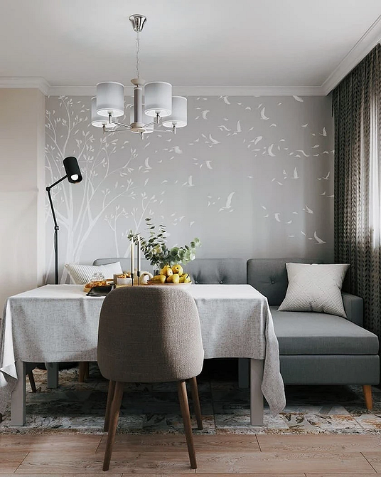 Простір та сірий Великий сірий диван в просторій вітальні 2026 з акцентним освітленням