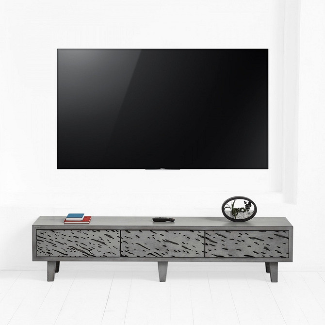 Сучасна ТВ-тумба з відкритими полицями, стильний дизайн інтер'єру 2026.