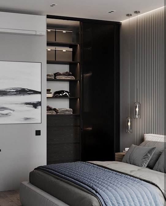 Кутова шафа-купе в спальні 2026: ефективне використання кутового простору.