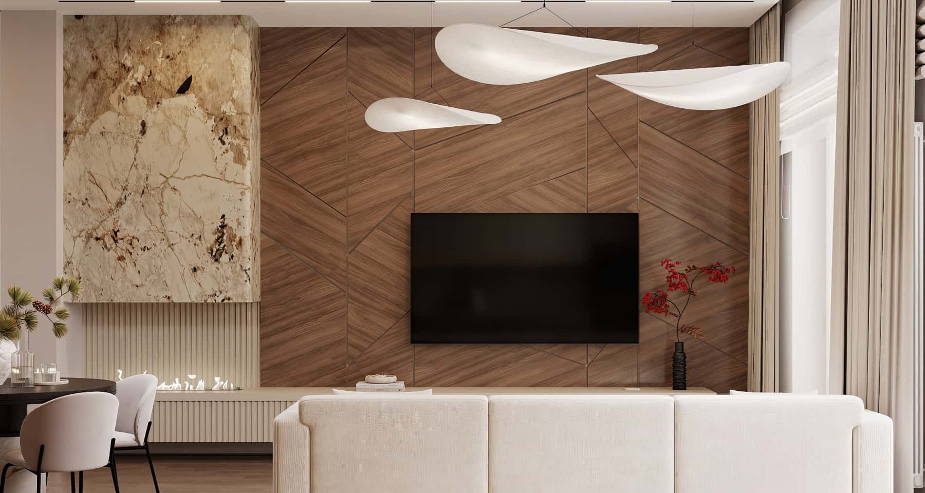 Сучасний дизайн будинку: поєднання бетону та дерева для збалансованого та стильного інтер'єру.