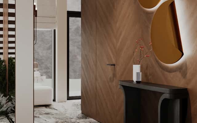 Затишний інтер'єр з використанням текстилю, дерева та природних відтінків для створення тепла.