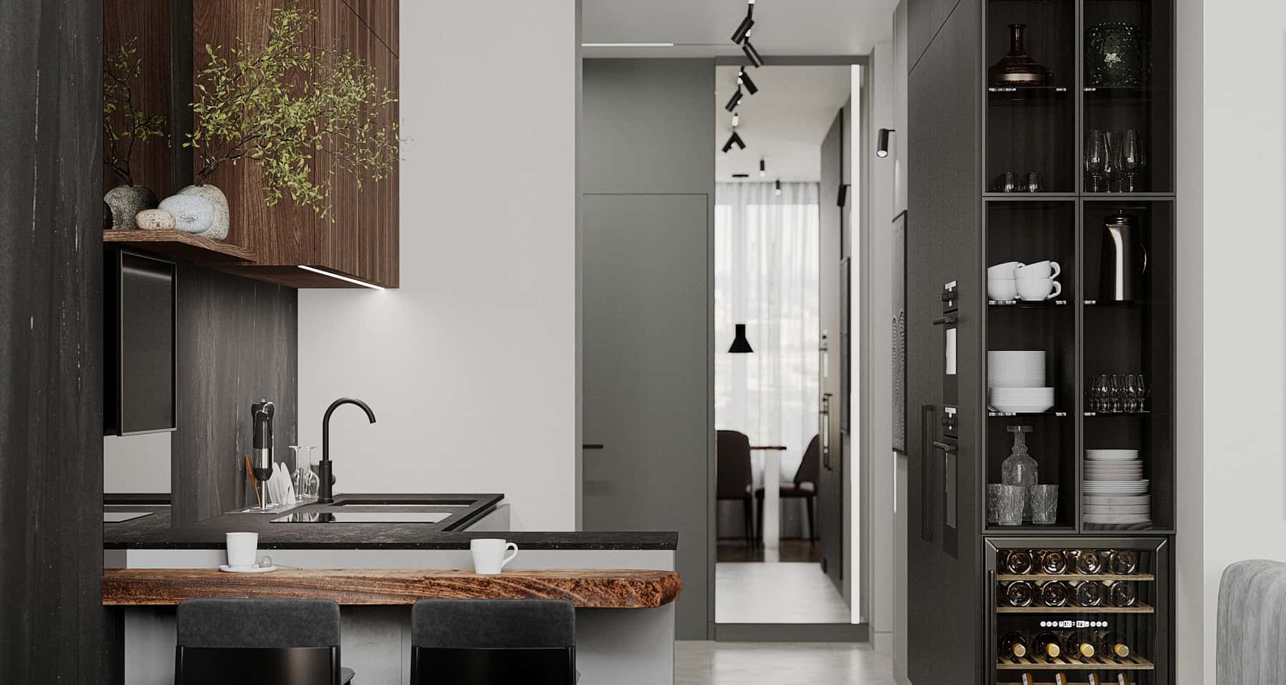 Мінімалістична вітальня в стилі джапанді з використанням нейтральної палітри кольорів