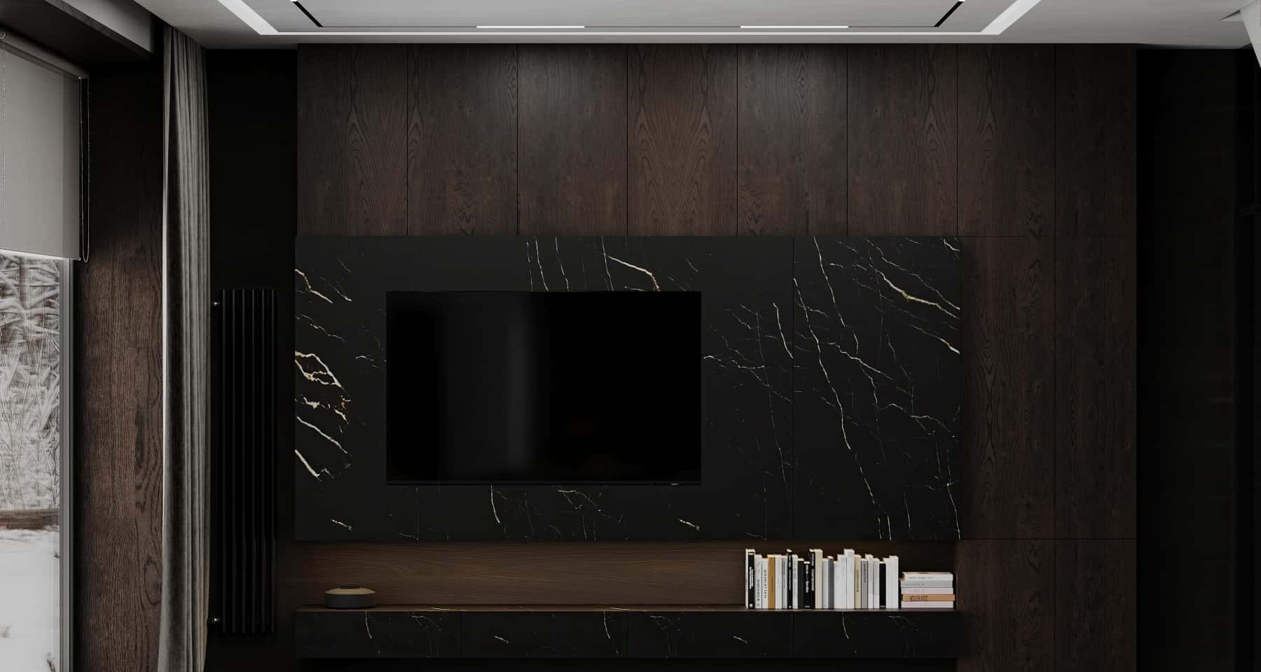 Гармонія простору Загальний план інтер'єру, що демонструє гармонію та спокій неокласичного стилю.