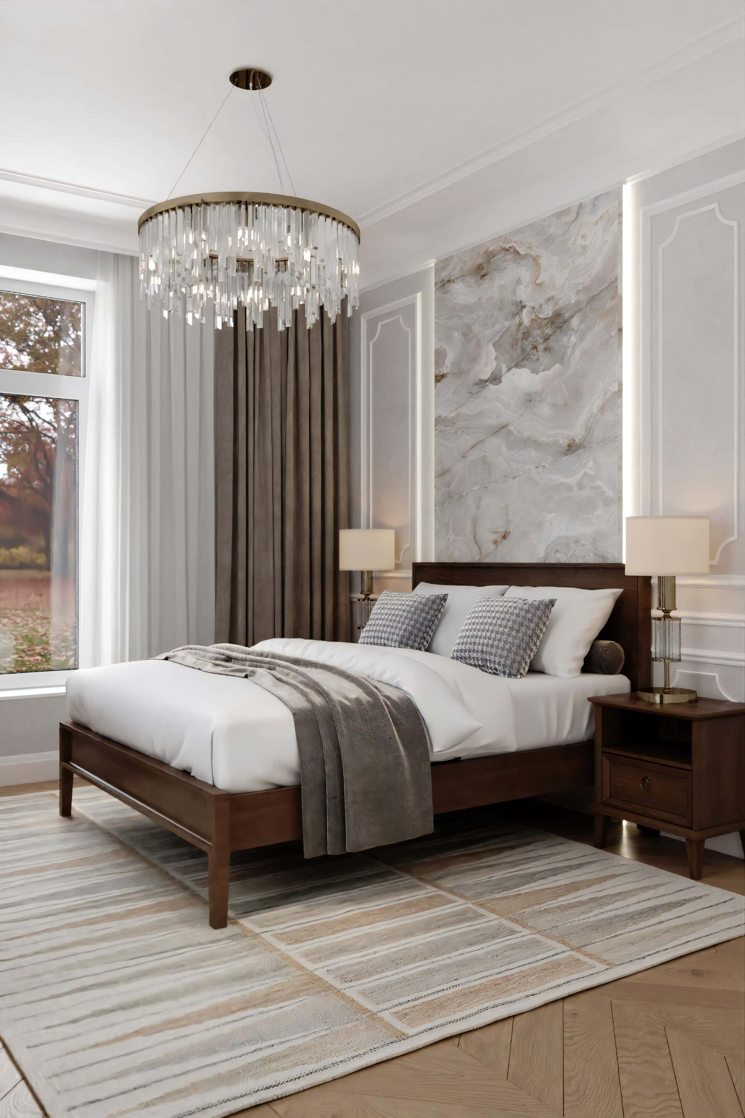 Неокласичний дизайн Витончений неокласичний інтер'єр заміського будинку, що вражає своєю симетрією та елегантністю.